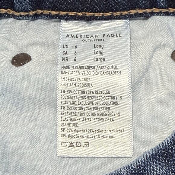 American Eagle Curvy Stovepipe Women’s 6 Long Medium Wash Blue Stretch Denim - Picture 9 of 11